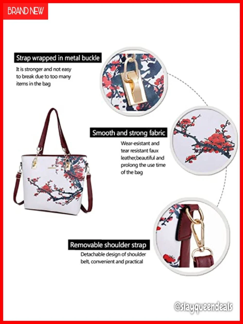 Women's 6-Piece Faux Leather Handbag Set Satchel Shoulder Bag Tote Clutch